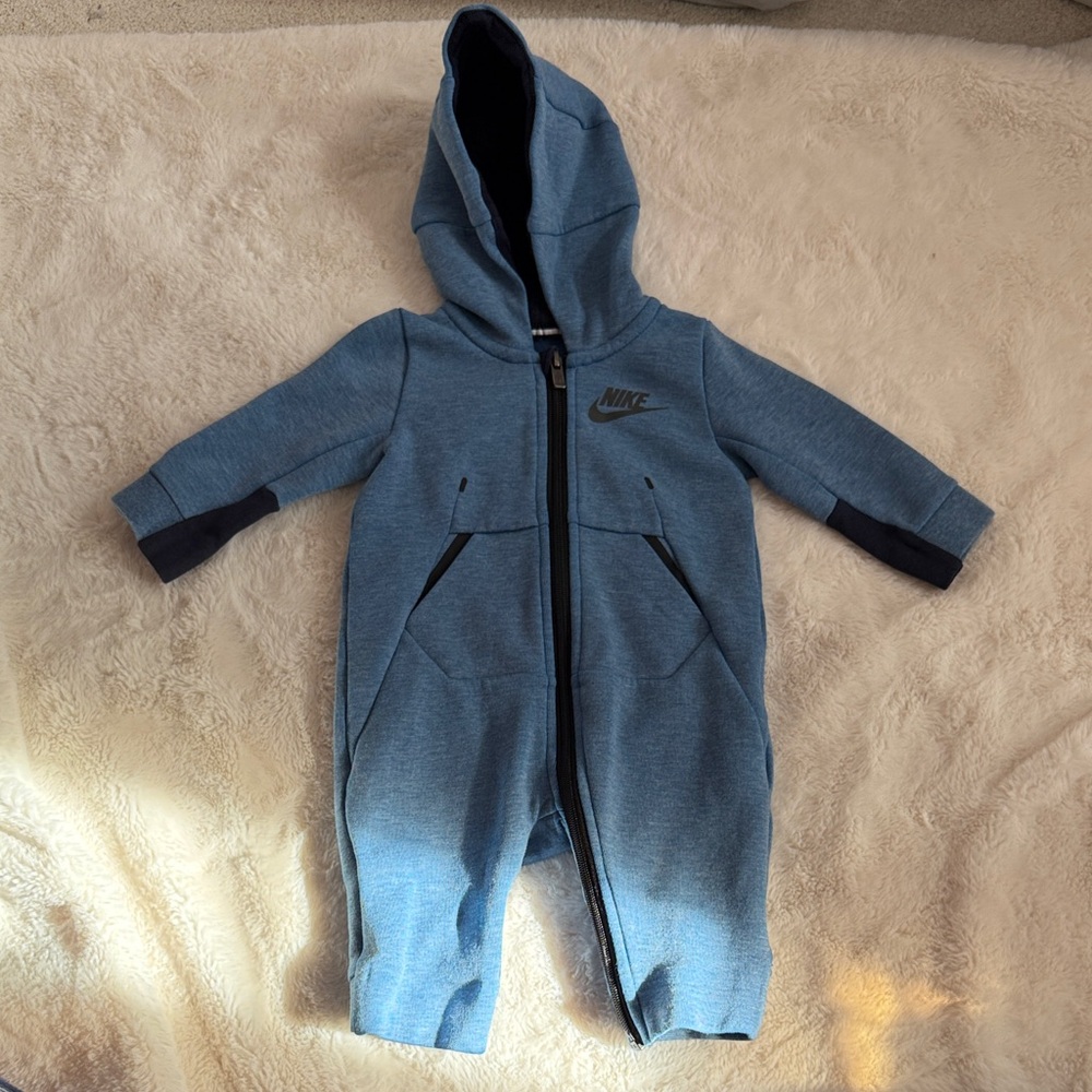 Nike Tech Fleece Baby Blue Hooded Jumpsuit